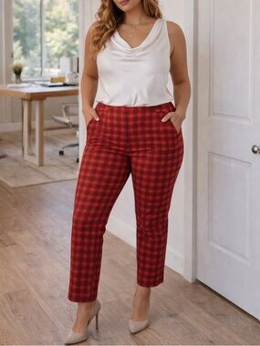 Croft & Barrow Red Plaid Stretch Pants | Size 16 Short
